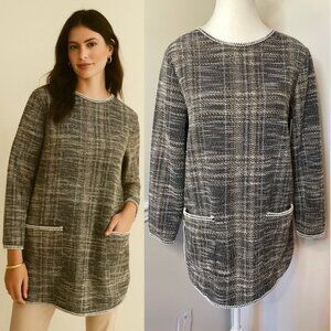 Max Studio Tweed Plaid Tunic Top S